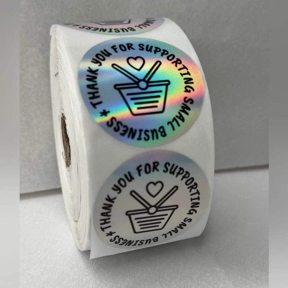 100pcs Thank You Stickers Holographic Small Business Labels 2”